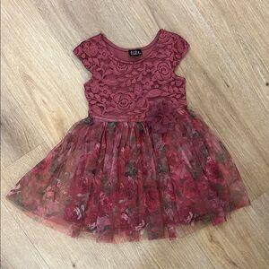 Lilt Floral Lace Dress - Burgundy
